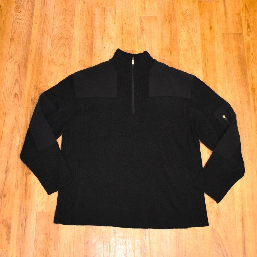 Obermeyer Quarter‎ Zip Sweater Mens XL Black Excellent Wool Blend 56204